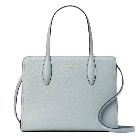 New! Kate Spade Rowe Medium Top Zip Satchel Pebble Leather in Avalon‎ Mist - Picture 1 of 10